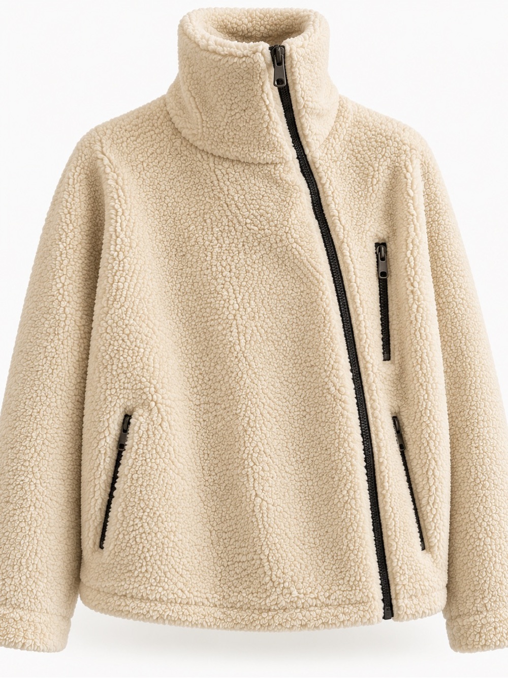 Women’s Cream Sherpa Zip-Up Jacket